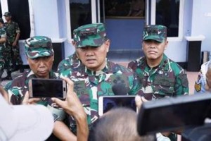 Panglima Komando Gabungan Wilayah Pertahanan I (Pangkogabwilhan I) Laksamana Madya (Laksdya) TNI Yudo Margono, S.E., M.M saat membeerikan keterangan pers dfi hadapan awak media.